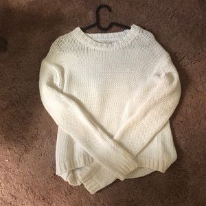 Chunky white cotton knit sweater